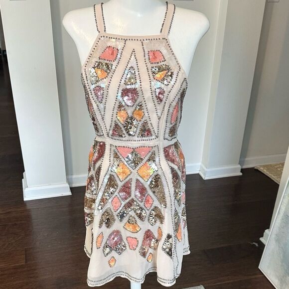 ASOS Sequined Crosscross Mini Dress 6 - Picture 1 of 9